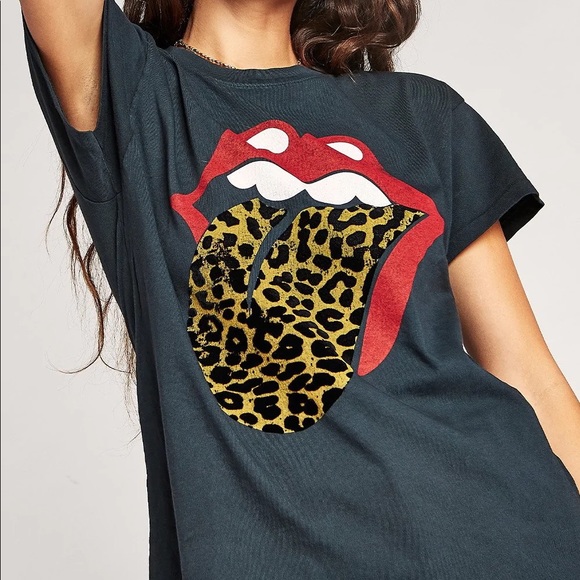 DAYDREAMER Rolling Stones Flocked Leopard Tongue Tour Tee in Size M - Picture 4 of 7